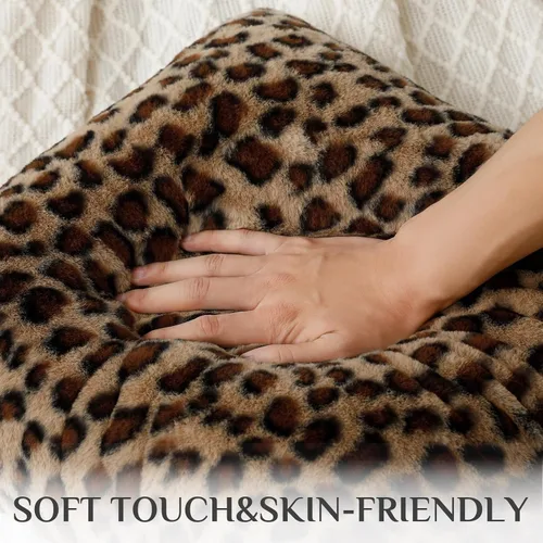 Miniatura 5 de Softalker - Juego de 2 fundas decorativas para almohada de guepardo, 18 x 18 pulgadas, de pelo sintético denso de conejo, para sofá, funda