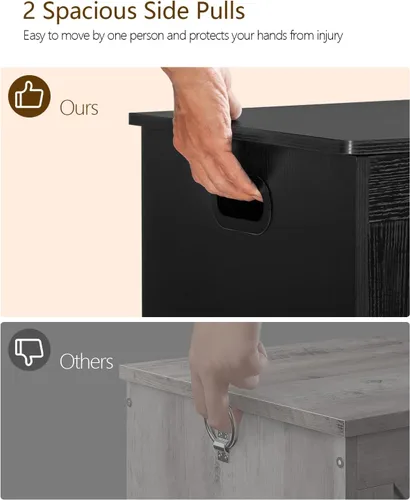 Miniatura 6 de usikey Cofre de almacenamiento de 39.4 pulgadas, baúl de juguetes, caja de juguetes con bisagras de seguridad, banco de almacenamiento superior L