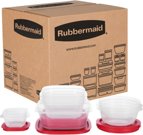 Rubbermaid EasyStore - Contenedores cuadrados y redondos, juego de 14 piezas, contenedores de almacenamiento de alimentos, recipientes de