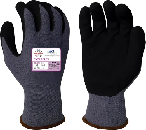 Armor Guys Guantes de trabajo protectores extraflex con forro de nailon gris, revestimiento de palma de nitrilo de microespuma, guantes resistentes