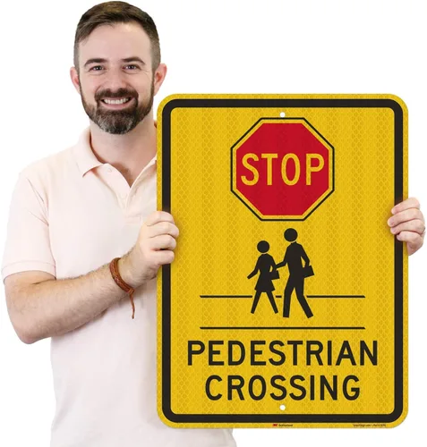 Miniatura 2 de SmartSign Letrero "Stop - Peatón Crossing" 18" x 24" 3M de aluminio reflectante de alta intensidad
