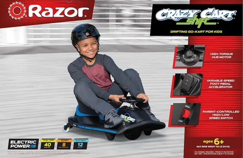 Miniatura 14 de Razor Crazy Cart Shift - Go Kart eléctrico para niños de 6 años en adelante - Sistema de deriva de 12 V, interruptor de velocidad alta/baja, deriva