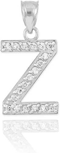 Miniatura 3 de Claddagh Gold . Collar con colgante de letra inicial de plata de ley 925 con circonita cúbica - Elección de tamaños
