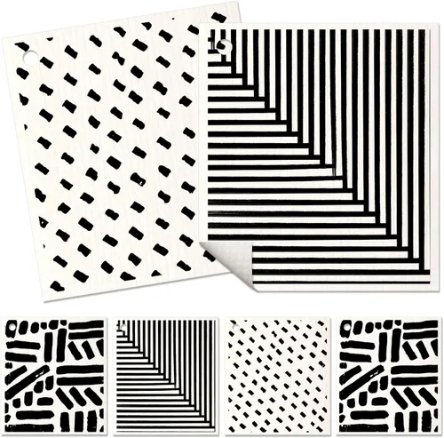 Miniatura 16 de Miss Adola 6 unidades de paños suecos para cocina - paños reutilizables para lavar platos, toallas de cocina absorbentes, lindas y divertidas, Bohemi