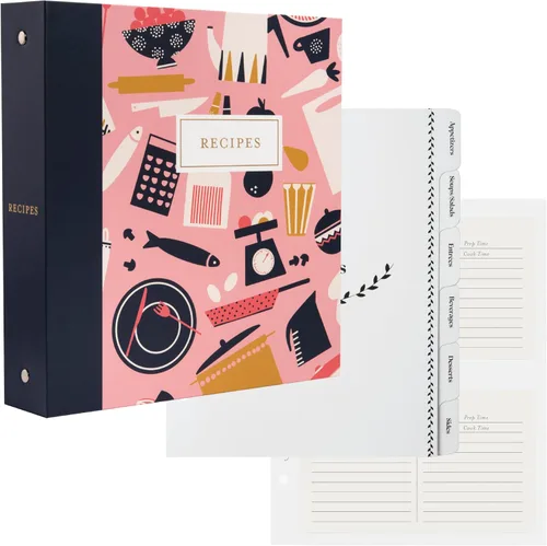 Miniatura 17 de Jot & Mark - Organizador de recetas con 3 anillos (Cosecha otoñal) 50 tarjetas de recetas de 4 x 6, separadores de página completa y protectores