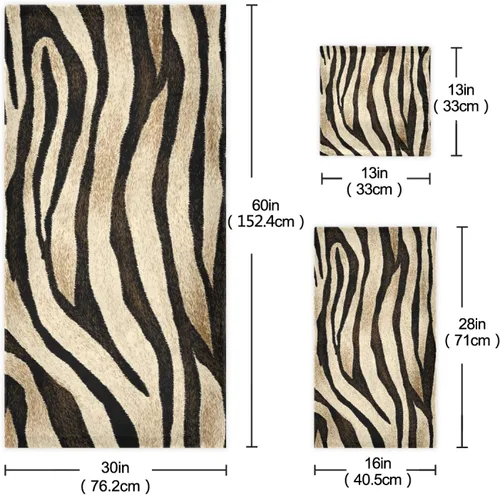 Miniatura 3 de susiyo Juego de toallas de baño de 3 piezas, suaves y altamente absorbentes, con estampado de tigre, a rayas, de piel de animal, toallas de calidad