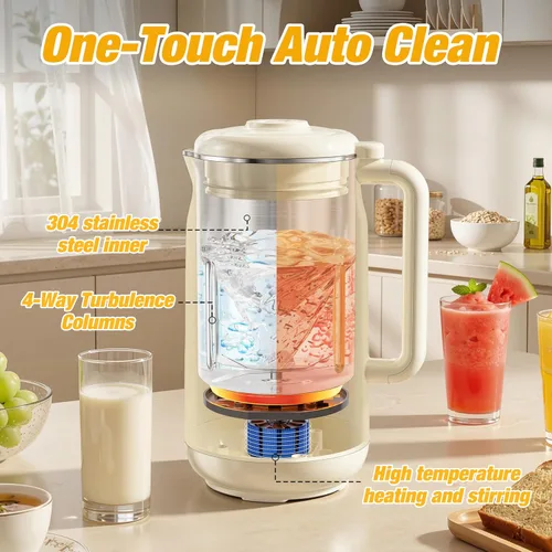Miniatura 7 de Arcmira - Máquina para hacer leche de nuez 10 en 1, máquina para hacer leche de soja de 42 onzas con panel LED 10 Blade/Delay Start/Keep Warm/Self
