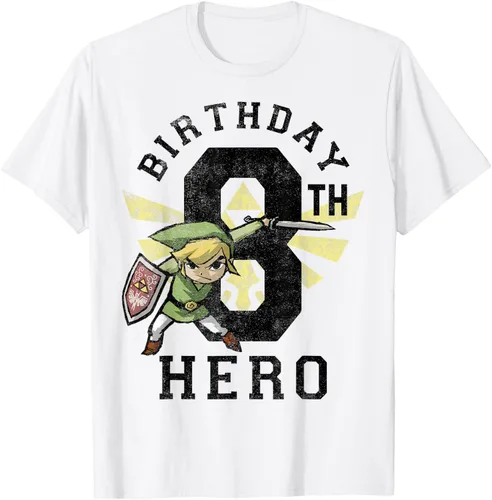 Legend of Zelda Link - Camiseta de manga corta con logotipo de héroe de 8 cumpleaños