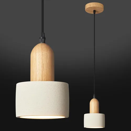 Lámparas colgantes modernas de cemento blanco araña de luces lámparas de techo de madera para isla de cocina dormitorio comedor sala de estar bar (1