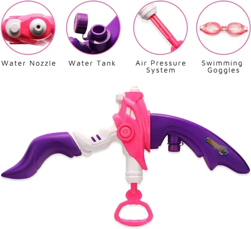 Miniatura 8 de SainSmart Jr. Pistola de agua para niños, juguete de arco con gafas de natación, juegos de lanzador súper remojador, actividad de verano al aire
