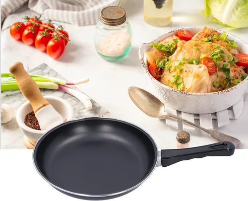 Miniatura 3 de Sartén antiadherente de acero inoxidable de 7.9 pulgadas, sartén profesional redonda negra con mango cómodo, sartén reutilizable para crepes, 7.9 in