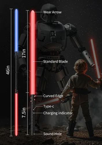 Miniatura 4 de jvmusaber Sable de luz de duelo para niños y adultos, espada ligera con 20 colores RGB, 4 sonidos FX, empuñadura de metal recargable por USB