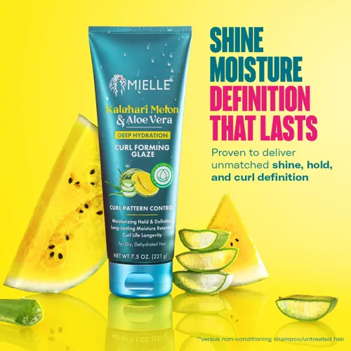 Miniatura 6 de Mielle Curl Forming Glaze – Kalahari Melón & Aloe Vera Gel de peinado de hidratación profunda para cabello seco, rizado y texturizado – Mejora