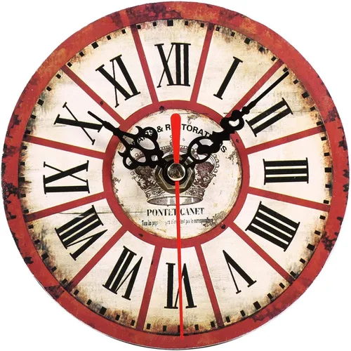 Miniatura 13 de Haofy Reloj de pared vintage redondo extra pequeño de 4.7 pulgadas, silencioso, funciona con pilas, reloj de pared de madera antigua para cocina