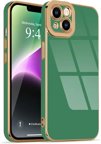 Miniatura 110 de Lafunda Diseñada para iPhone 13 Pro, fundas lujosas con chapado lindo para mujeres y niñas, elegante borde dorado, a prueba de golpes, TPU con funda