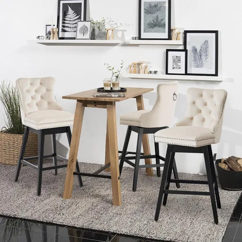 Miniatura 7 de Taburetes de bar con altura de mostrador, taburetes de bar giratorios 360 con respaldos, sillas tapizadas de tela de terciopelo de alta calidad