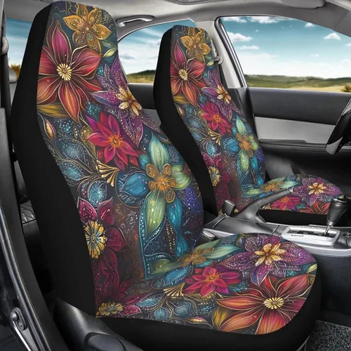 Miniatura 3 de INSTANTARTS Fundas de asiento de coche con diseño de dalia estética, solo para asientos delanteros, protector de asiento de vehículo, 2 unids/set