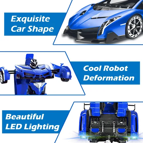 Miniatura 5 de Coche de control remoto - Juguetes de robot transformables para niños adolescentes, coche RC recargable con luces, coche RC 2.4Ghz 1:18 recargable