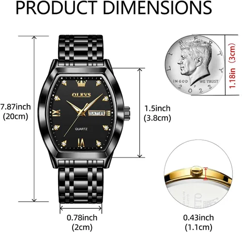 Miniatura 4 de OLEVS Relojes para hombre, de lujo, para negocios, analógicos, de cuarzo, relojes de pulsera para hombre con correa de malla de acero inoxidable