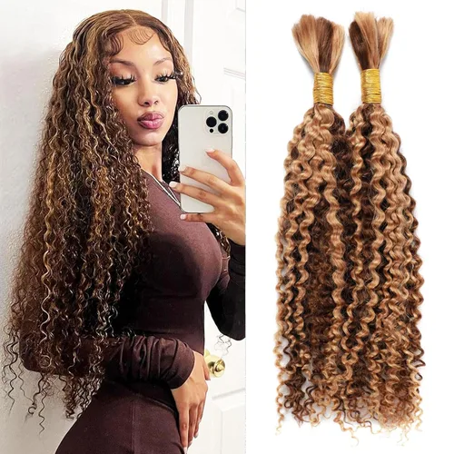 Miniatura 7 de Extensiones de cabello humano virgen brasileño para trenzar, rizado y rizado, 100% sin procesar, extensiones de cabello humano virgen brasileño