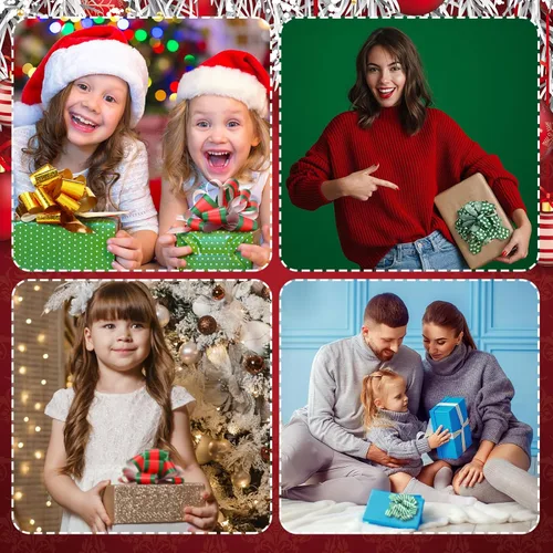Miniatura 5 de Tigeen 100 Piezas de Lazos de Envoltura de Navidad, Lazos Tirados de 5 Pulgadas, Lazos de Regalo con Accesorio de Cinta, Lazos de Envoltura de Oro