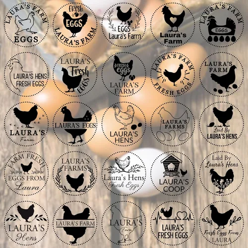 Miniatura 2 de Sellos de huevos para huevos frescos, sello de goma personalizado de huevo de gallina, letrero de huevos frescos de granja para agricultores