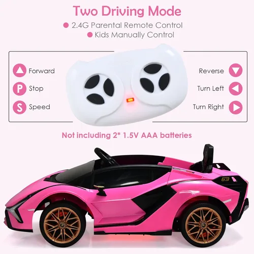 Miniatura 4 de OLAKIDS - Automóvil de paseo con licencia Lamborghini SIAN de 12 V para niños, vehículo eléctrico para niños pequeños con control remoto, juguete