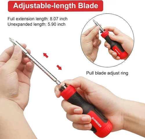 Miniatura 4 de SHARDEN Destornillador Múltiple 13 en 1 Juego de Destornilladores Ajustables Multiherramienta Todo en Uno con Torx de Seguridad, Cabeza Plana, Rojo
