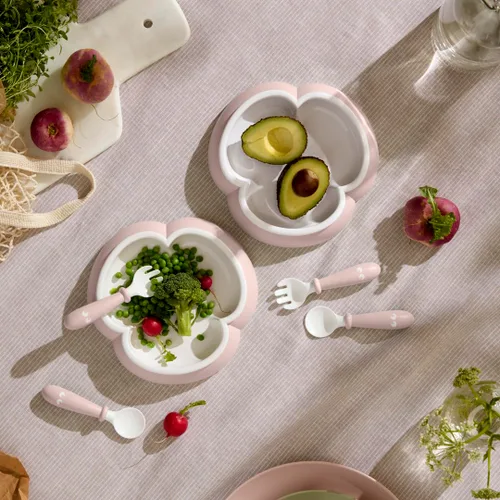 Miniatura 2 de BABYBJÃ–RN - Plato para bebé, cuchara y tenedor, 2 juegos, rosa polvo