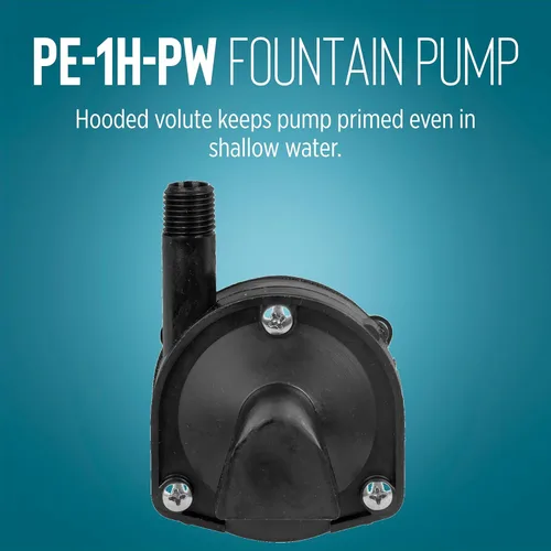 Miniatura 6 de Little Giant PE-1H-PW Bomba sumergible pequeña encapsulada con epoxi de 115 voltios, 1/125 HP, 186 GPH para fuentes y aplicaciones de aguas poco