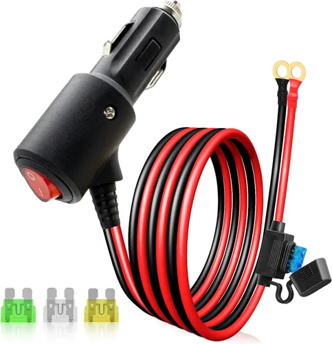Miniatura 11 de Adaptador de encendedor de cigarrillos macho a terminal de anillo de batería de 2 pies, 12 V/24 V, enchufe de encendedor de cigarrillos resistente