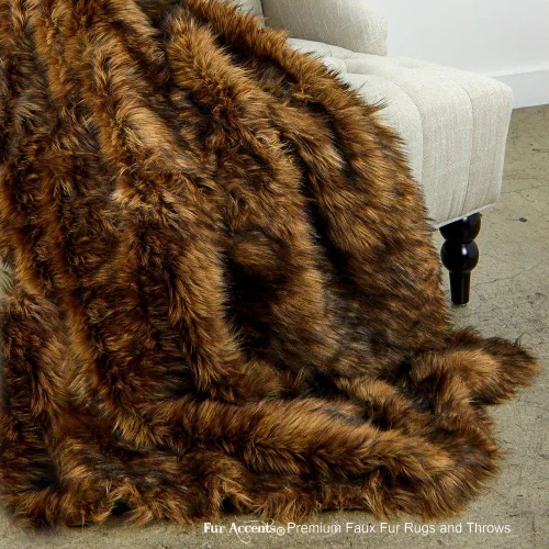 Miniatura 12 de Fur Accents Manta suntuosa de piel sintética de lujo, calidad de diseñador fabricada en Estados Unidos, Winter Fox