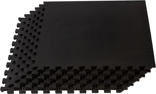 Velotas 3/8-Inch Thick Interlocking Foam Tiles with Rubber Top - Personal Fitness Mat, EVA Foam Puzzle Floor Tiles, for Home Gym Workouts