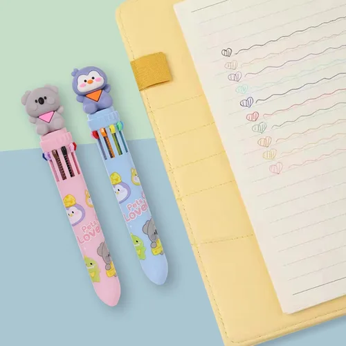 Miniatura 6 de Heliar Bolígrafo multicolor de 0.028 in, bolígrafos de colores 10 en 1, bolígrafos retráctiles de animales para oficina, suministros escolares