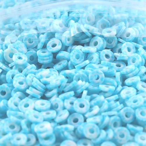 Miniatura 11 de 2000 cuentas de arcilla negra cian para hacer pulseras, cuentas planas redondas de arcilla polimérica de 0.236 pulgadas (0.236 in), cuentas Heishi
