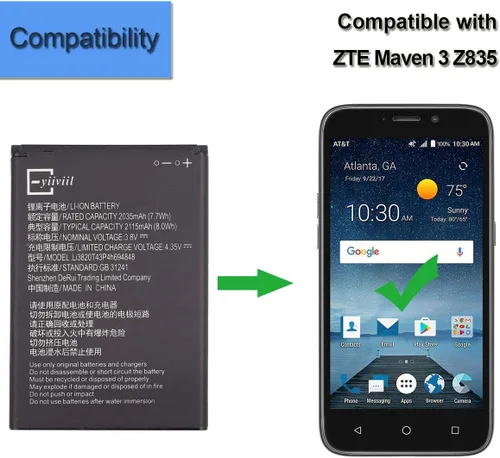 Miniatura 3 de Nueva batería de repuesto LI3820T43P4H694848 compatible con ZTE Z835 Maven 3 Z835 Overture3 Z851M N9136 Prestige 2 con herramientas
