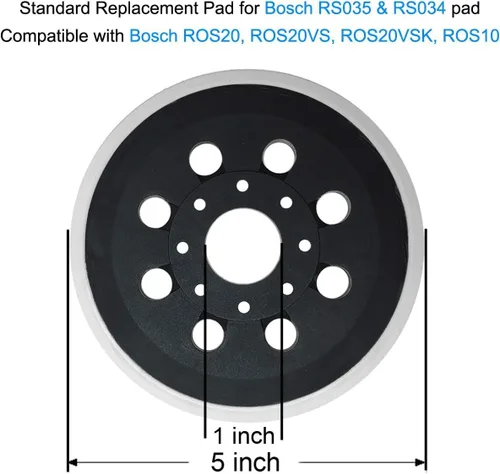 Miniatura 2 de Paquete de 2 almohadillas de lija de 5 pulgadas con 8 agujeros de gancho y bucle para lijadora orbital aleatoria de 5" Bosch ROS20VS, ROS20VSC