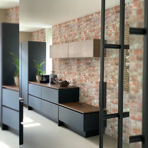 Miniatura 5 de Dundee Deco Paneles de pared 3D de ladrillo sintético, revestimiento de pared con aspecto de piedra roja, gris y marrón, espuma de poliestireno