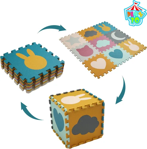 Miniatura 7 de Alfombras de Juego para Bebés para Piso, Alfombra de Juego de Espuma para Bebé, Alfombras de Juego de Espuma Formas Rompecabezas 9 Piezas Estera