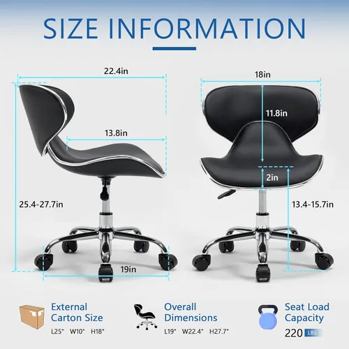 Miniatura 2 de Lessmore Silla de pedicura negra para pedicura con tecnología de uñas, silla giratoria y ajustable con tecnología de uñas para profesionales