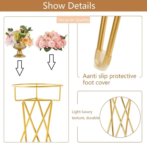 Miniatura 4 de Bigsee Soporte de flores doradas de 2 piezas, soporte para arreglos florales de 41.3 pulgadas de alto, soporte de metal para macetas para centros