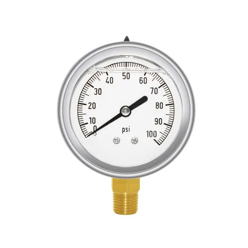 Miniatura 16 de Joywayus Medidor de Presión 0-200 PSI, Latón 1/4" NPT Rosca Macho Montaje Inferior, Llenado de Glicerina, Caja de Acero Inoxidable, Múltiples