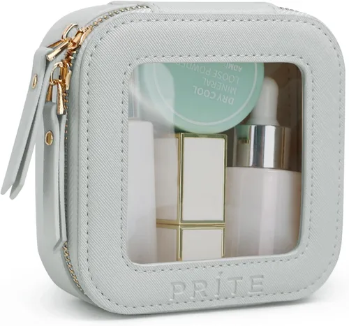 Miniatura 9 de Prite Bolsa de maquillaje transparente, estuche organizador de cosméticos, bolsa de aseo de viaje impermeable, bolsa para el cuidado de la piel