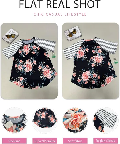 Miniatura 3 de ALLOEGT Camisetas de manga corta raglán para mujer, camisetas casuales de verano