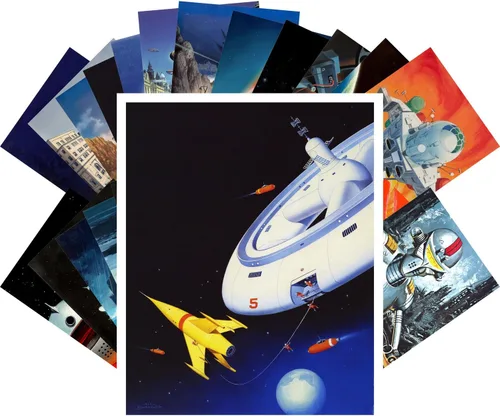 Miniatura 30 de PIXILUV Postales vintage 24 piezas Vintage SciFi Comic Book Art Magazine Covers Negro