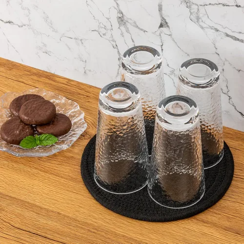 Miniatura 4 de Salvamanteles para platos calientes, ollas y sartenes, almohadillas calientes de 8 pulgadas, 5 piezas, soportes para ollas para cocina, tapete Negro