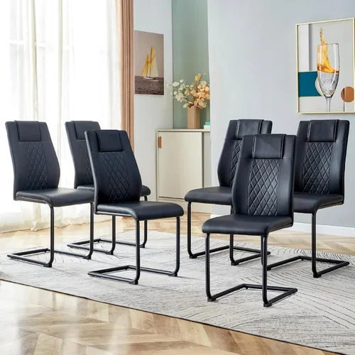 Miniatura 23 de Dining Chairs Set of 6,Kitchen Chairs with Leather Cushions,Modern Dining Chairs with Gold Metal Frame,Dinner Chairs for Kitchen & Dining Room and