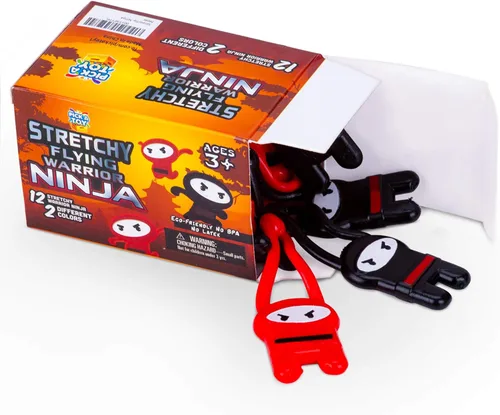 PICK A TOY Juguetes ninja para niños y niñas, suministros de recuerdos de fiesta, ninjas voladores elásticos, 12 piezas, juguetes de tirachinas para
