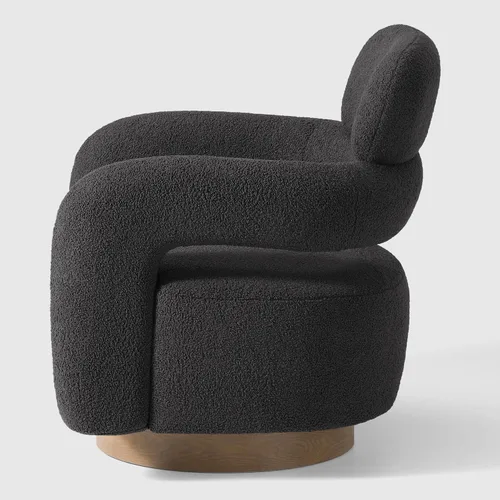 Miniatura 4 de WestinTrends Alexandria Mid-Century Modern Sherpa - Silla giratoria de barril color gris carbón