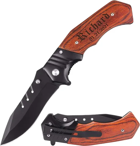 Miniatura 2 de Cuchillo de bolsillo grabado personalizado para hombres, cuchillo con nombres personalizados, idea para papá, novio, él, marido, hijo, día